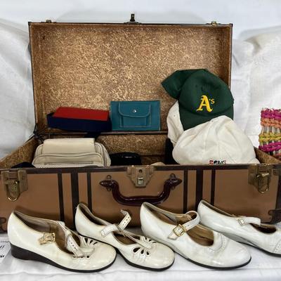 Vintage Metal suitcase with Hats and bags
