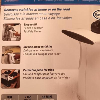 Steamfast compact fabric steamer removes wrinkles at home or on the road