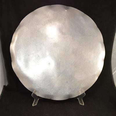 Vintage Hand-Hammered Aluminum Tropical Serving Tray