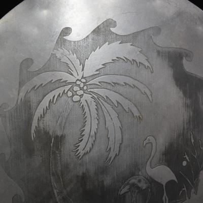 Vintage Hand-Hammered Aluminum Tropical Serving Tray