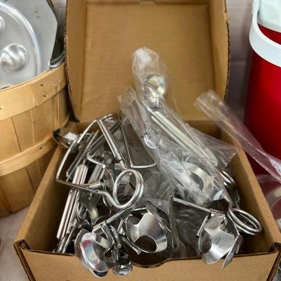 New old stock cooler and jug Escargot pans and tongs