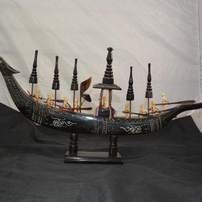 Vintage Water Buffalo Horn Dragon Boat Southeast Asia