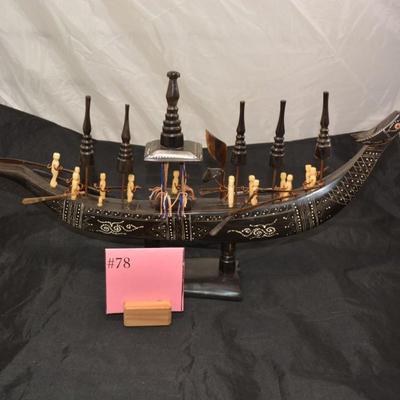 Vintage Water Buffalo Horn Dragon Boat Southeast Asia