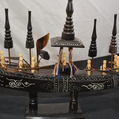 Vintage Water Buffalo Horn Dragon Boat Southeast Asia