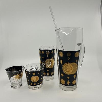 969 Vintage 38pc Set of Mid Century Modern Fred Press Drinking Glass Set