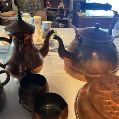 970 Lot of Copper Kitchen Wares , Double Broiler, Candlesticks and more