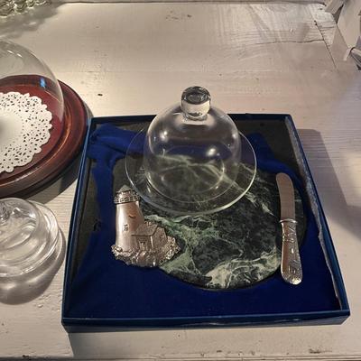 972 Lot of Cheese Trays and Glass Dome Cheese Covers