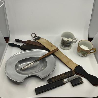 973 Vintage Shaving Razors and Mustache Mugs