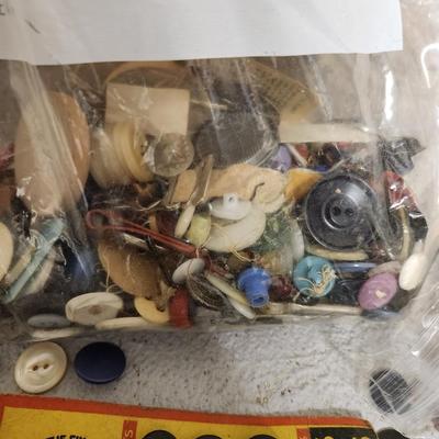 Vintage button and sewing supply lot