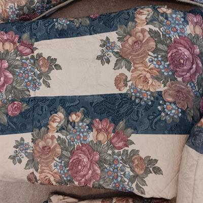 Queen size floral bedding set with two valances and pillows