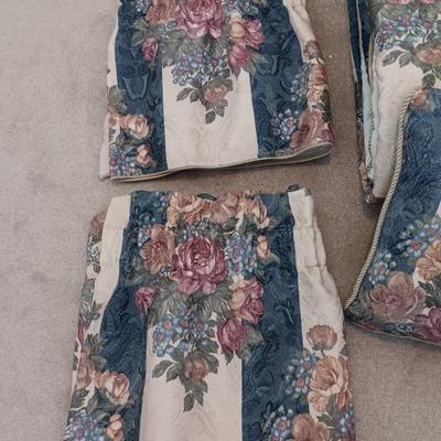 Queen size floral bedding set with two valances and pillows