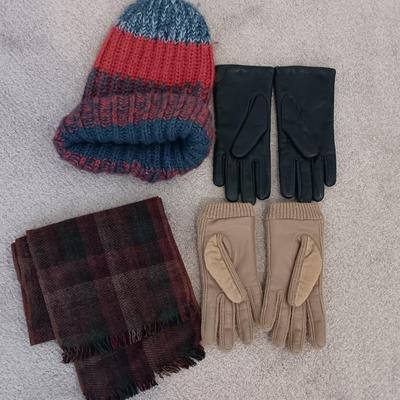 Winter wear - wrangler corduroy gloves - black leather gloves and a pair of no slip winter Trax shoe additions