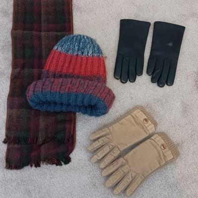 Winter wear - wrangler corduroy gloves - black leather gloves and a pair of no slip winter Trax shoe additions