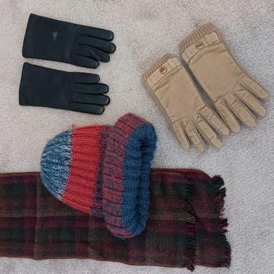 Winter wear - wrangler corduroy gloves - black leather gloves and a pair of no slip winter Trax shoe additions