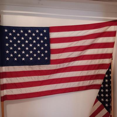 Two United States of America cloth Flags