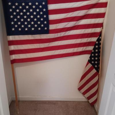 Two United States of America cloth Flags