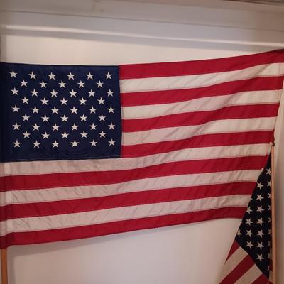 Two United States of America cloth Flags