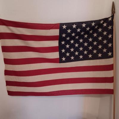 Two United States of America cloth Flags