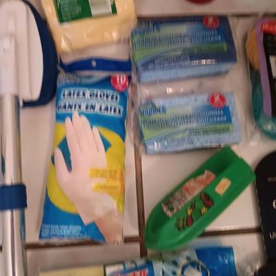 Assortment of cleaning tools - sponges - gloves - SOS pads - glues and more