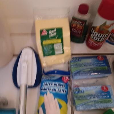 Assortment of cleaning tools - sponges - gloves - SOS pads - glues and more