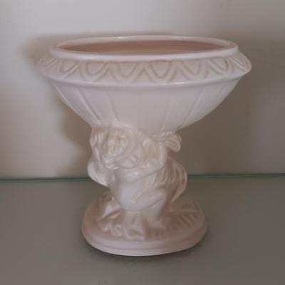 Inarco Cherub ceramic vase - dish with roses and a porcelain swan