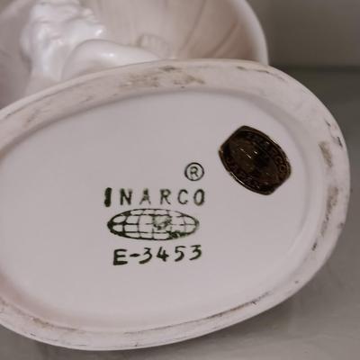 Inarco Cherub ceramic vase - dish with roses and a porcelain swan