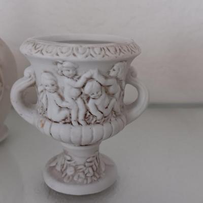 Napco Cherub double handled dish - covered ring dish and elegant Vase