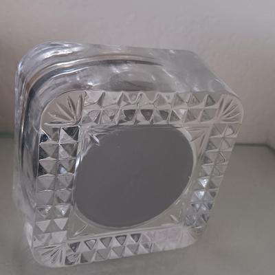 Glass framed clock - RL marked. Gnome elf figure and a green and black pottery vase