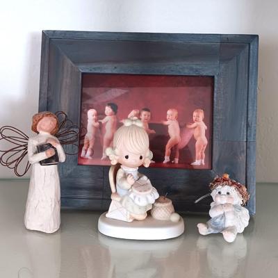 Precious moments "Mother" - Willow tree Angel - Cherub and framed babies