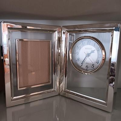 Sonnet Hinged frame / clock combination with Taseo desert cactus themed pottery wind chime