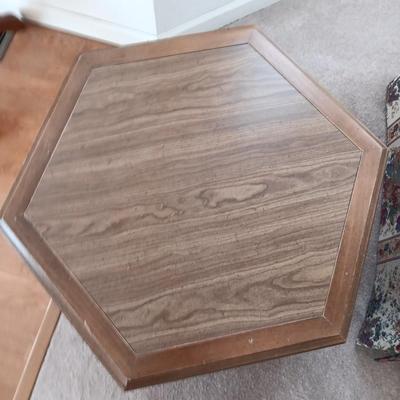 Wooden Octagon end table with storage underneath