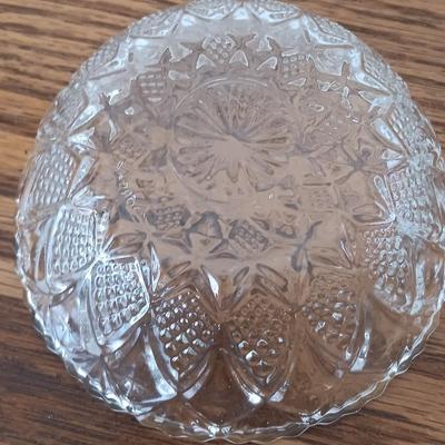 Two glass Cruets with glass stoppers - hand engraved Odingard , a bowl, and a flower vase
