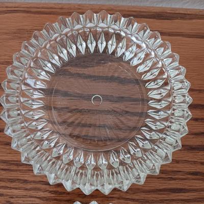 Heavy glass Diamond point lidded dish and a MIKASA Diamond Fire Cupcake Oval Crystal Trinket dish