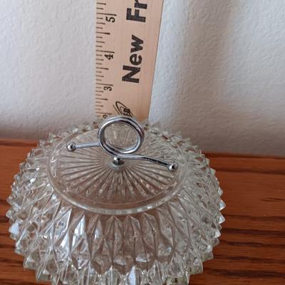 Heavy glass Diamond point lidded dish and a MIKASA Diamond Fire Cupcake Oval Crystal Trinket dish
