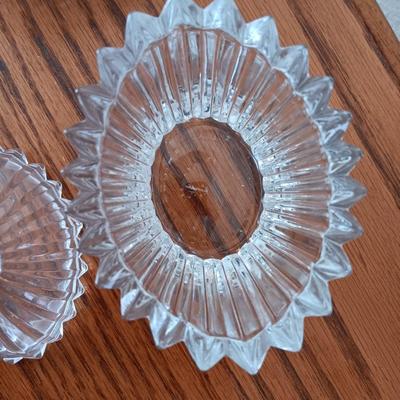 Heavy glass Diamond point lidded dish and a MIKASA Diamond Fire Cupcake Oval Crystal Trinket dish