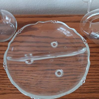 Heisey Waverly pattern relish dish - Handblown glass swan - elegant vase