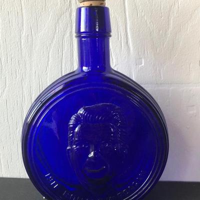 LOT 37B: Blue & Green Glass Collection - Ronald Reagan Wheaton Bottle, Jamestown Paperweight, Yorktown National Battlefield Paperweight,...