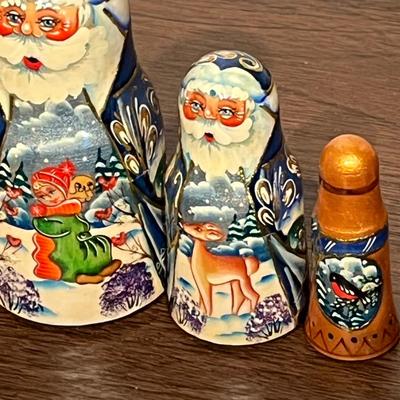 LOT 141F: Hand-Painted Santa Claus Russian Nesting Dolls