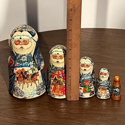LOT 141F: Hand-Painted Santa Claus Russian Nesting Dolls