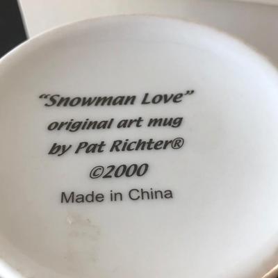 LOT 162B: Tienshan China Deck the Halls 48 oz Tea Pot w/ Collection of Christmas Mugs - Lillian Vernon, Sonoma, Susan Winget, Pat Richter...