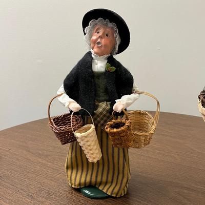 LOT 207G: Byers' Choice Carolers Dolls - Man & Woman Selling Baskets and More
