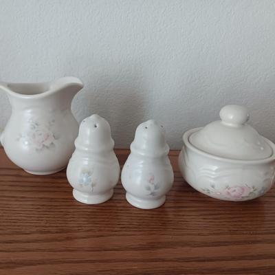 PFALTZGRAFF Tea Rose condiment dishes - salt & pepper shaker cream & sugar