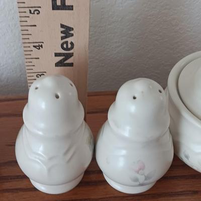 PFALTZGRAFF Tea Rose condiment dishes - salt & pepper shaker cream & sugar