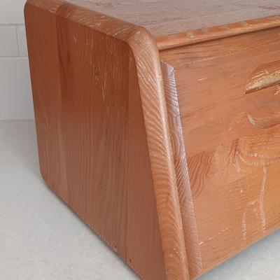 Nice wooden bread box with Biscuit warmer - basket - bamboo cutting board