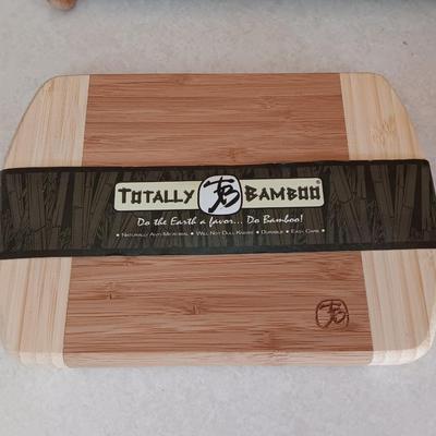 Nice wooden bread box with Biscuit warmer - basket - bamboo cutting board