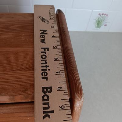 Nice wooden bread box with Biscuit warmer - basket - bamboo cutting board