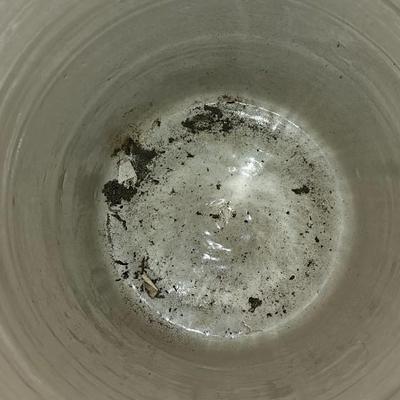 Antique 6 Gallon Large crock with lid Red handles Blue Crown Ransbottom!