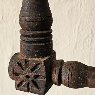 Unique 1970s carved Goth wood candelabra