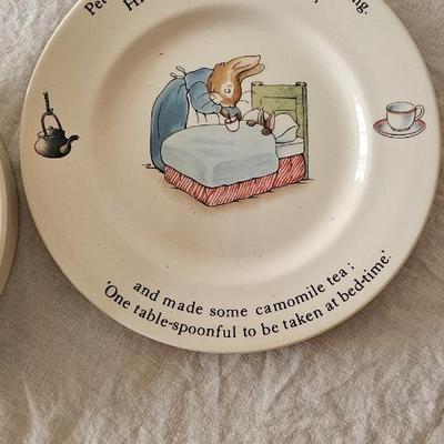 Wedgwood Child's bowl, plate, and cup Peter Rabbit Beatrix Potter