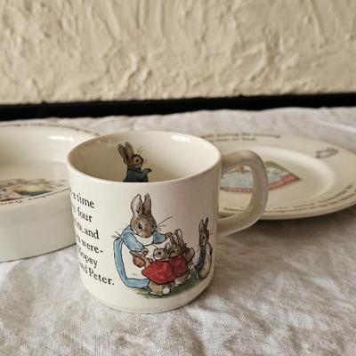 Wedgwood Child's bowl, plate, and cup Peter Rabbit Beatrix Potter